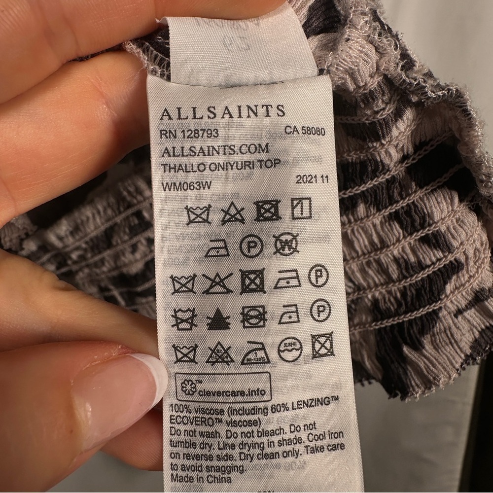 AllSaints Thallo Oniyuri Ecru Crop Ruffle Blouse Size 2 - Picture 8 of 13